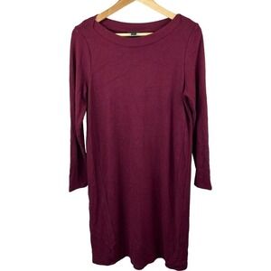 J.JILL, Wearever Collection Marooon Long Sleeve Jersey Knit Dress Sz MP